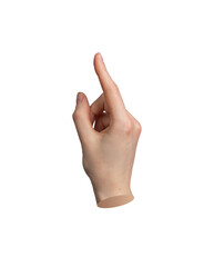 Wall Mural - Hand pointing with index finger, isolated on white background. Pointer indicating, touching, tapping gesture. Sign press, click, point position. Forefinger picking. Choose, select., transparent PNG