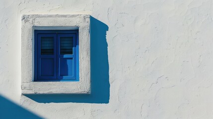 Wall Mural - White wall with a blue window