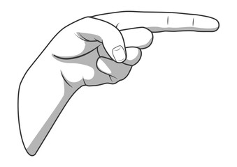 Wall Mural - Forefinger hand gesture black and white color PNG illustration