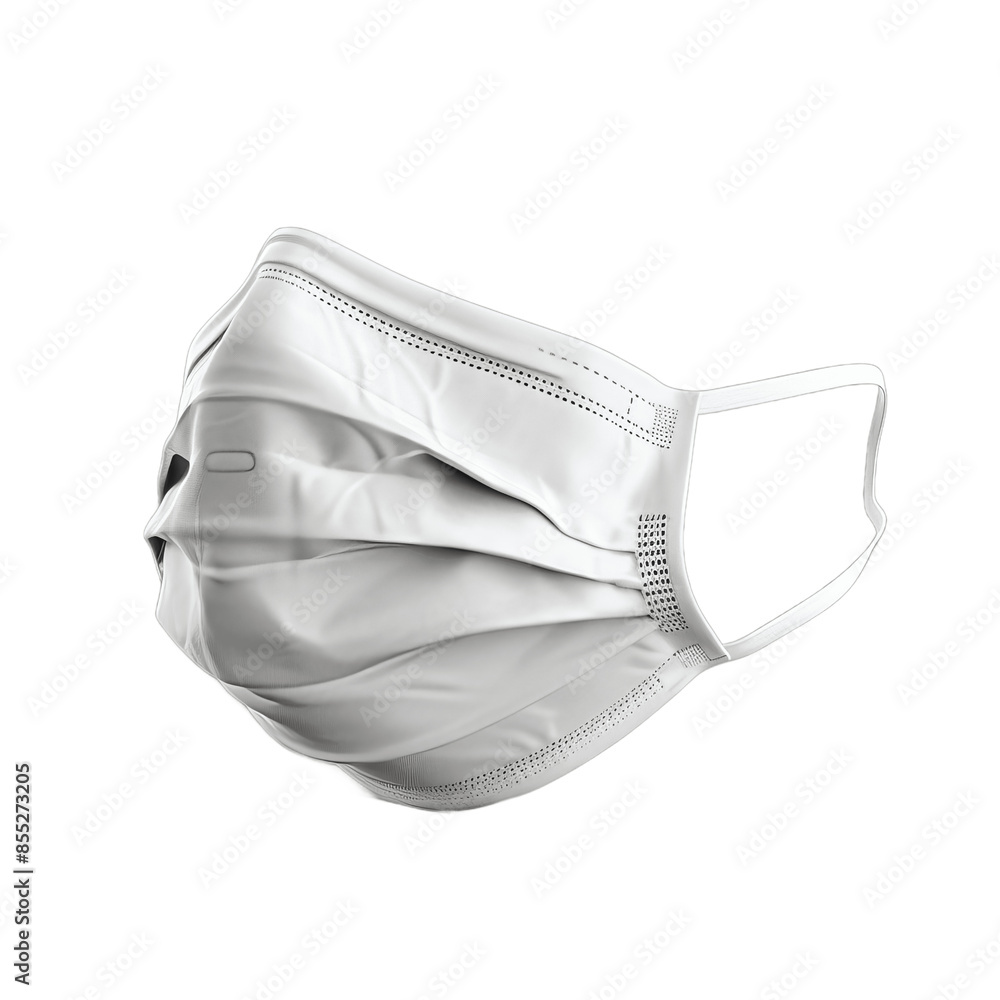 Blank white fabric face mask mockup side view 3d rendering Empty ...