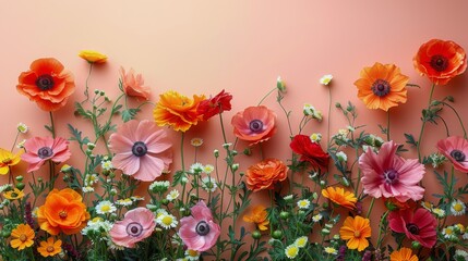 Wall Mural - Cup of Coffee in Field of Flowers