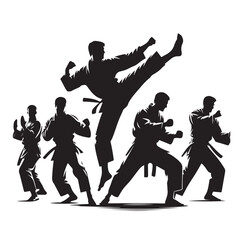 Wall Mural - Set of Martial Arts Silhouette Vector Design