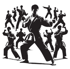 Wall Mural - Set of Martial Arts Silhouette Vector Design