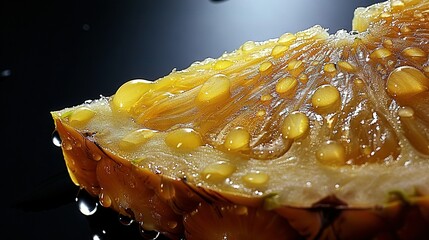 Sticker -   Close-up of a fruit with droplets of water on both interior and exterior surfaces