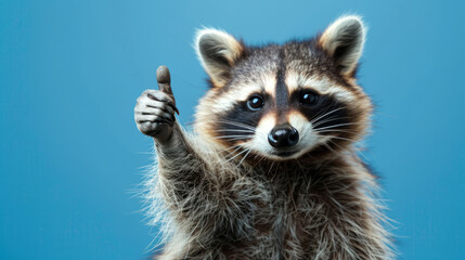 A raccoon giving a thumbs up