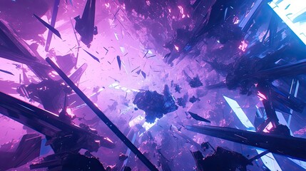 abstract, mindblowing ai world, purple and pink neon 