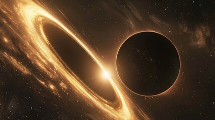 Wall Mural - 3d illustration showing a black hole absorbing light in deep space