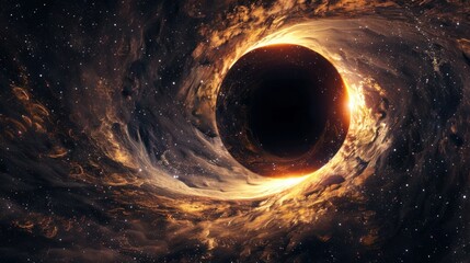 Wall Mural - 3d illustration showing a black hole absorbing light in deep space