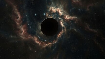 Wall Mural - black hole against a star field in outer space