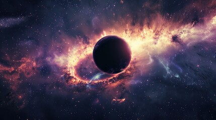 Wall Mural - black hole against a star field in outer space