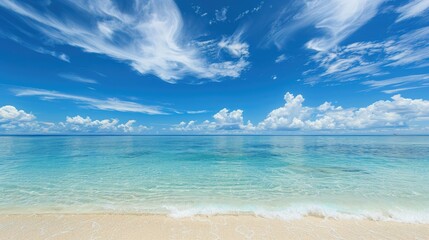 tropical beach panorama, seascape with a wide horizon