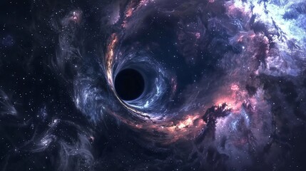 Wall Mural - space background featuring an abstract wormhole with gas dust galaxies stars and a black hole includ