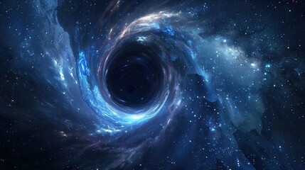 Wall Mural - space background featuring an abstract wormhole with gas dust galaxies stars and a black hole includ