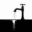 © Dzmitry - vector silhouette of a tap from which water flows. Generative AI