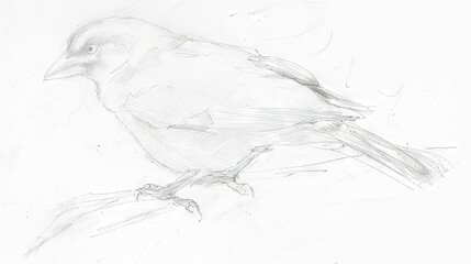 Wall Mural -   A monochrome illustration depicts a bird perched on a tree limb with one eye open slightly
