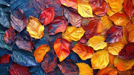 Wall Mural - Fallen leafs creating vibrant abstract background