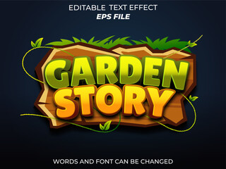 Wall Mural - garden story text effect, font editable, typography, 3d text for games. vector template