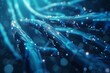 © stockpro - Abstract blue digital network cables glowing with data transmission in futuristic technology concept.