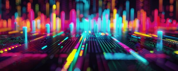 Wall Mural - colorful futuristic light trails in abstract technology background, perfect for representing digital
