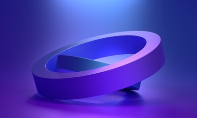 Sticker - Abstract blue and purple rings, 3d render