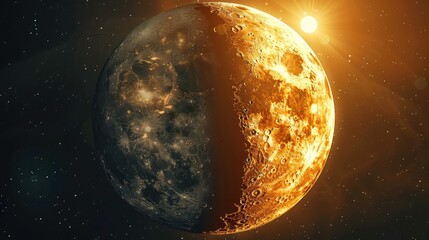 Wall Mural - celestial harmony: moon and sun faces embodying day and night