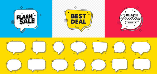 Wall Mural - Black friday chat speech bubble. Best deal tag. Special offer Sale sign. Advertising Discounts symbol. Best deal chat message. Flash sale speech bubble banner. Offer text balloon. Vector