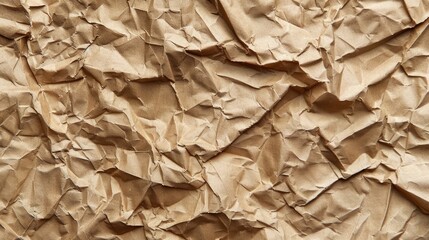 Wall Mural - Crumpled and creased recycled brown paper texture background