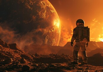 Wall Mural - Space Explorer on Mars Rover Landing