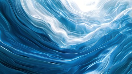 Poster - Ocean Abstract Art: Beautiful Blue Water Swirl Pattern on Canvas