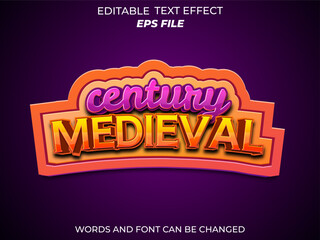 Wall Mural - century medieval text effect, font editable, typography, 3d text for games. vector template