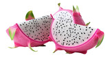 Pink Dragon Fruit Slices isolated on White transparent background