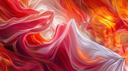 Poster - Vivid Abstract Art: Flame-Like Patterns in a Blur of Red and Orange Hues