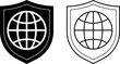 © Sutana - outline silhouette globe shield icon set