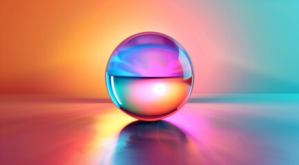Elegant futuristic sphere with bright colors and gradients on an abstract background