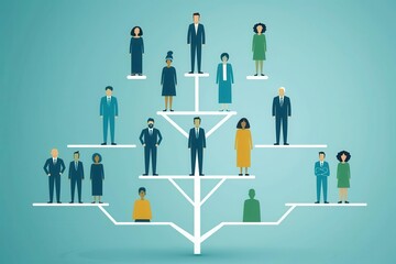 organizational hierarchy and team structure chart business leadership concept illustration