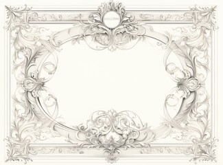 Wall Mural - Elegant Silver Certificate Template with Ornate Border and Medical Seals
