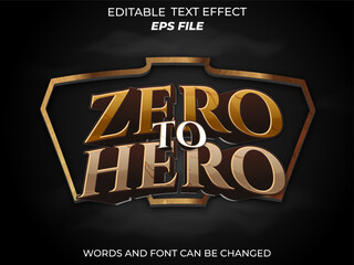 Wall Mural - zero to hero text effect, font editable, typography, 3d text for games. vector template