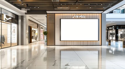 Poster - Mockup of a blank billboard store front sign in a shopping mall Perfect for showcasing your logo and branding : Generative AI