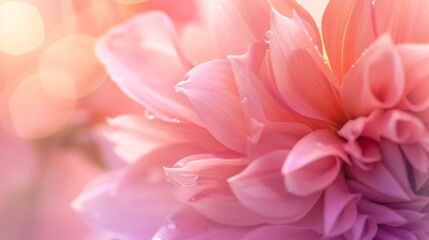 Wall Mural - Defocused pink dahlia petals macro floral abstract background Close up of flower dahlia for background Soft focus : Generative AI