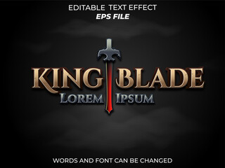 Wall Mural - king blade text effect, font editable, typography, 3d text for medieval fantasy and rpg games. vector template