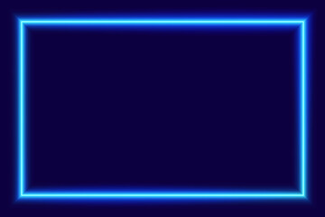 Wall Mural - Blue neon rectangle on dark background, vector illustration.