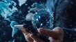 © The Little Hut - Businessman holding smartphone with virtual Global Internet connection Global internet connection application technology and digital marketing Financial and banking Digital link tech b : Generative AI
