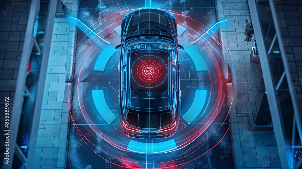 Smart car parking assist system for autonomous parking. Stock ...