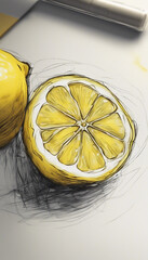 Wall Mural - Lemon sketch art illustrated