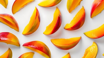 Wall Mural - mango slices isolated on the white background. 