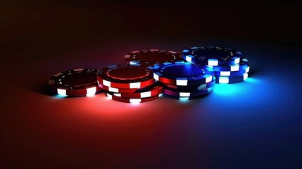 Wall Mural - Poker casino chips on light illumination. AI generated image