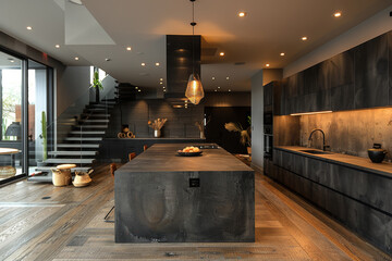 Minimalistic Dark Grey Kitchen Interior