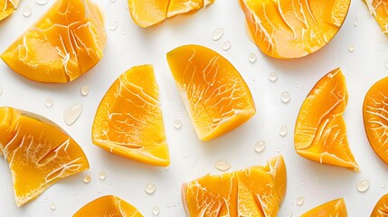 Wall Mural - mango slices isolated on the white background. 