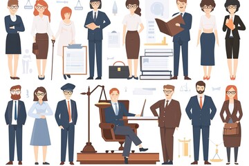 Leinwandbilder - a group of people in suits and ties, Craft a detailed vector illustration of professionals in the legal field