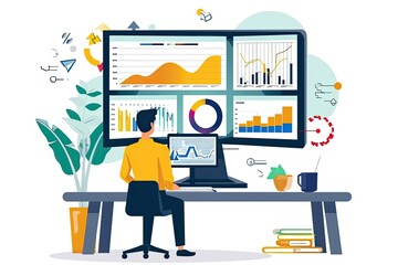 Aufkleber - a man is working on a laptop computer, Develop a user-friendly CRM system for business management